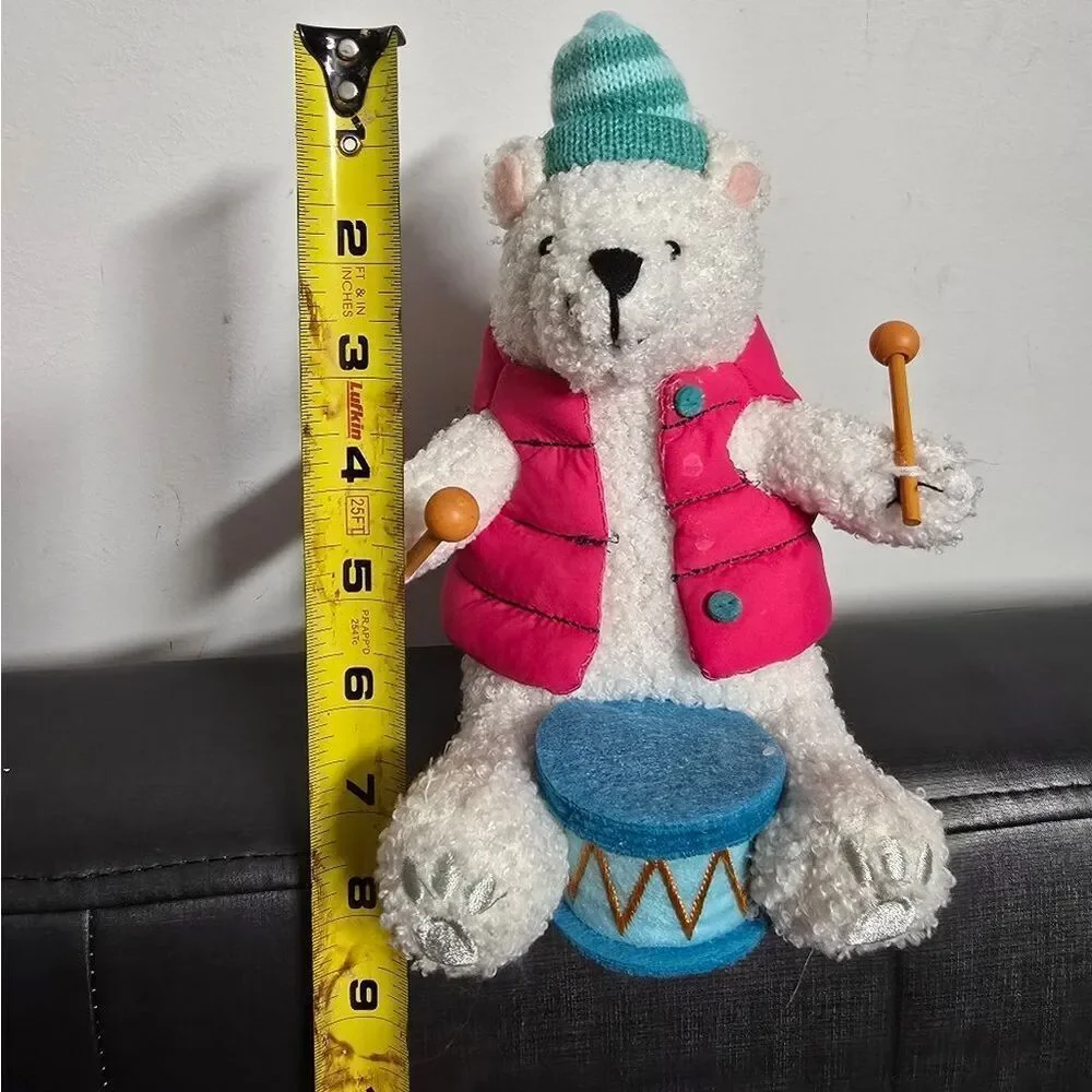 2024 Target Christmas Wondershop Fabric Polar Bear Drummer Figure, Nwt